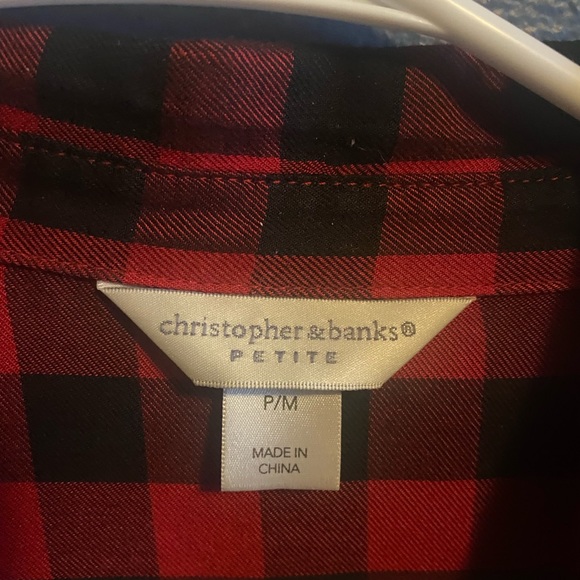 Christopher & Banks Petite lightweight faux red and black flannel - Picture 3 of 3